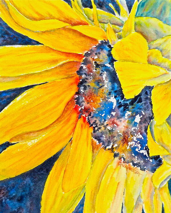 Watercolor Art Print featuring the painting September Sunflower by Carolyn Rosenberger