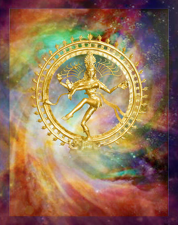 Shiva Art Print featuring the mixed media Shiva Nataraja - The Lord of the Dance by Ananda Vdovic