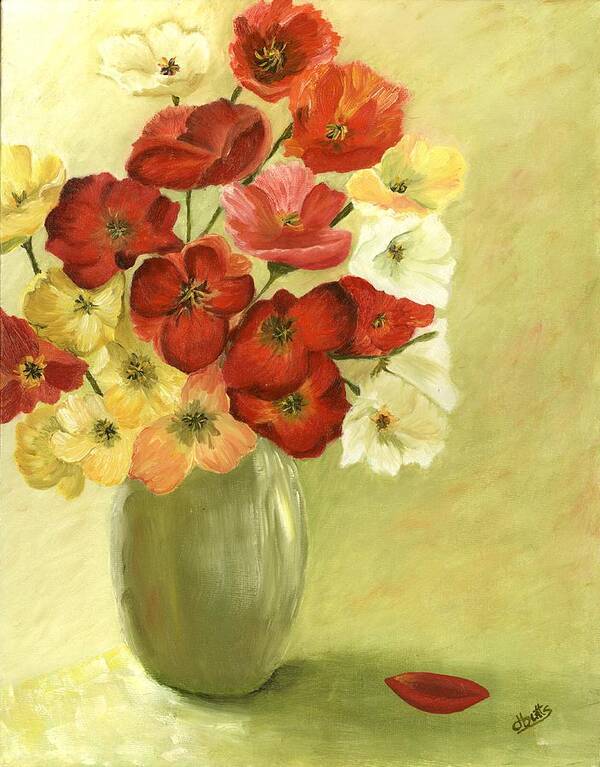 Floral Paintings Art Print featuring the painting Silk Flowers by Deborah Butts