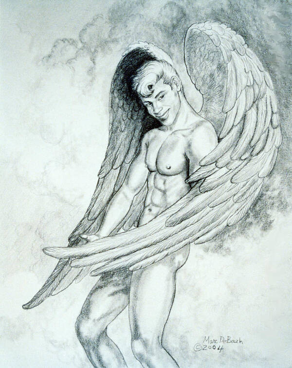 Angel Art Print featuring the painting Smiling Angel by Marc DeBauch