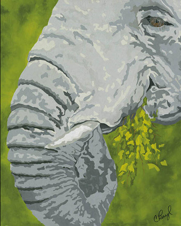 Elephant Art Print featuring the painting Snack Time by Cheryl Bowman