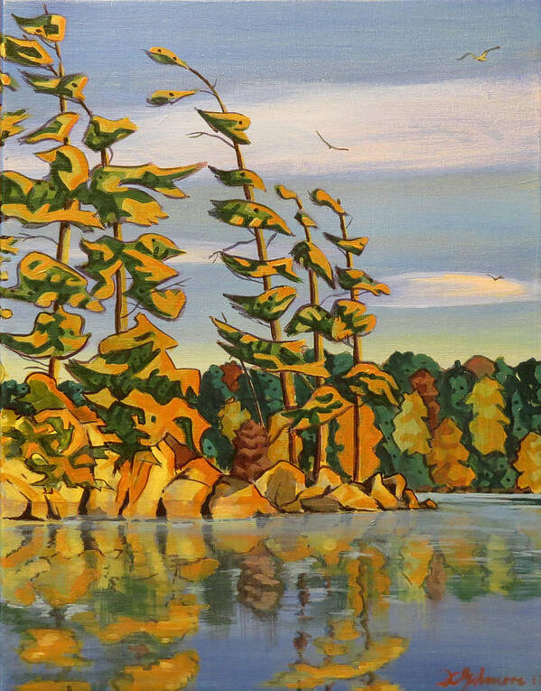 Canada Art Print featuring the painting Snake Island in Fall Sunset by David Gilmore