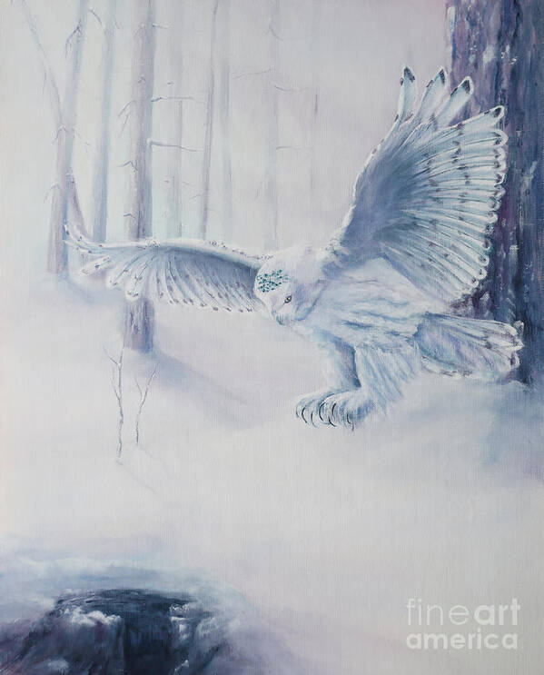 Landscape Art Print featuring the painting Snowy Owl by Wayne Enslow