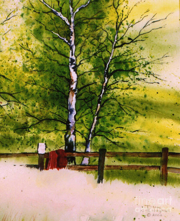 Nature Art Print featuring the painting Spring In The Paddock by Diane Ellingham