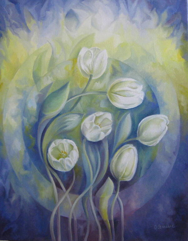 Flowers Art Print featuring the painting Spring symphony by Elena Oleniuc