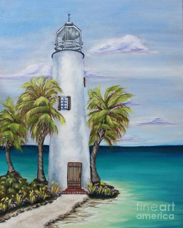 St. George Island Florida Art Print featuring the painting St. George Island Lighthouse by Theresa Cangelosi