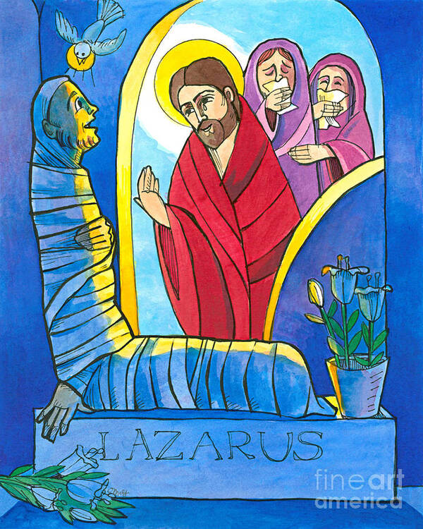 St. Lazarus Art Print featuring the painting St. Lazarus - MMLZR by Br Mickey McGrath OSFS
