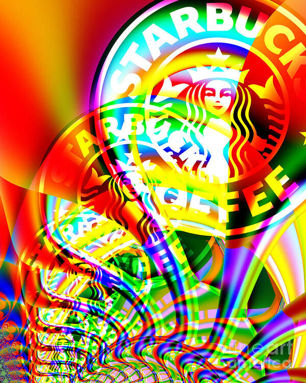 Coffee Art Print featuring the photograph Starbucks Coffee In Abstract by Wingsdomain Art and Photography