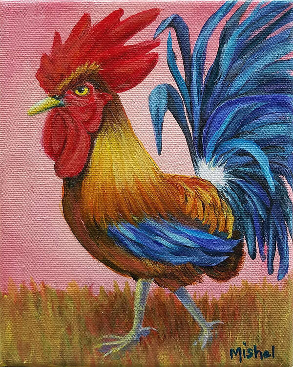 Rooster Art Print featuring the painting Stepping into 2017 by Mishel Vanderten