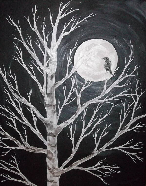 Full Moon Art Print featuring the painting Stillness by Angie Butler