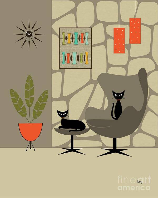 Mid Century Modern Art Print featuring the digital art Stone Wall by Donna Mibus