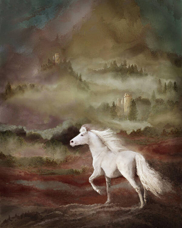 Fantasy Horses. French Castles Art Print featuring the photograph Storybook Stallion by Melinda Hughes-Berland