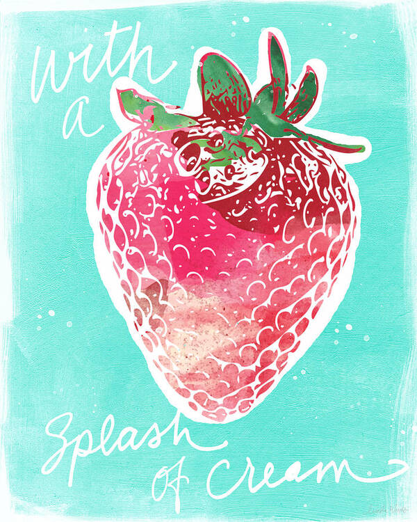 Strawberries And Cream Art Print featuring the painting Strawberries and Cream by Linda Woods