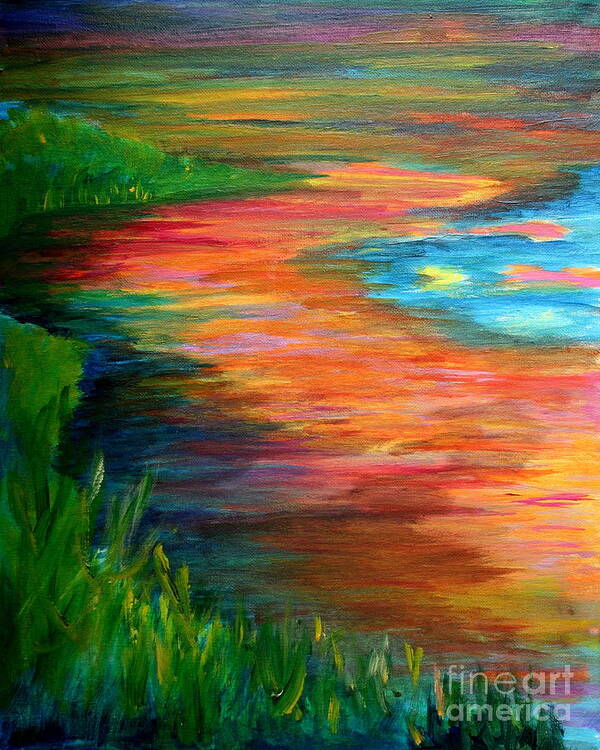 Landscape Art Print featuring the painting Stream of Color by Julie Lueders 