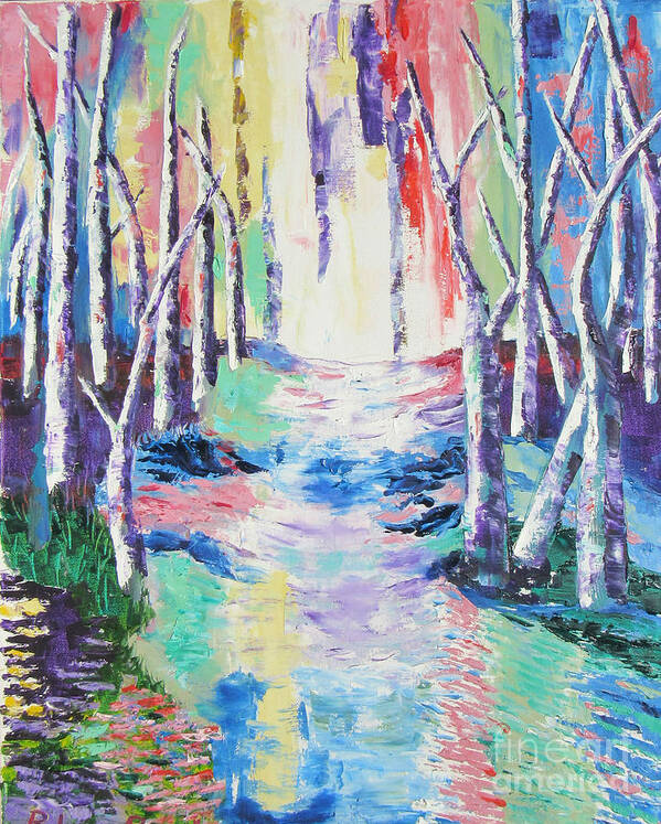 Landscape Art Print featuring the painting Streaming Colours by Lisa Boyd