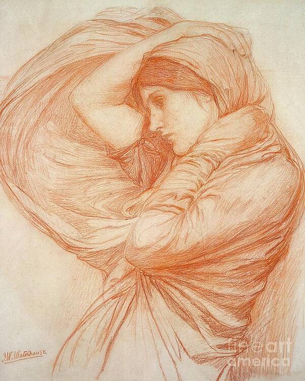 Waterhouse Art Print featuring the drawing Study for Boreas by John William Waterhouse