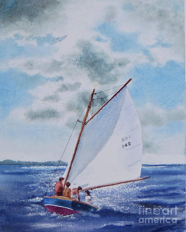 Sky Art Print featuring the painting Sunday Sail by Karol Wyckoff