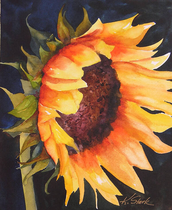 Floral Art Print featuring the painting Sunflower by Karen Stark