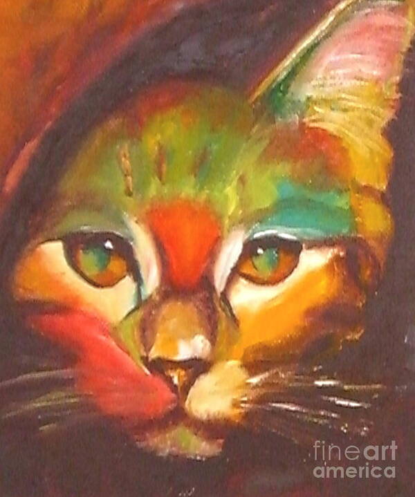 Cat Art Print featuring the painting Sunkist by Susan A Becker
