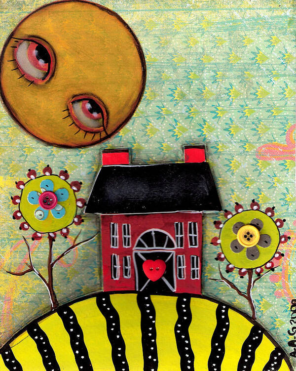 Folk Art Art Print featuring the painting Sunny Days by Abril Andrade