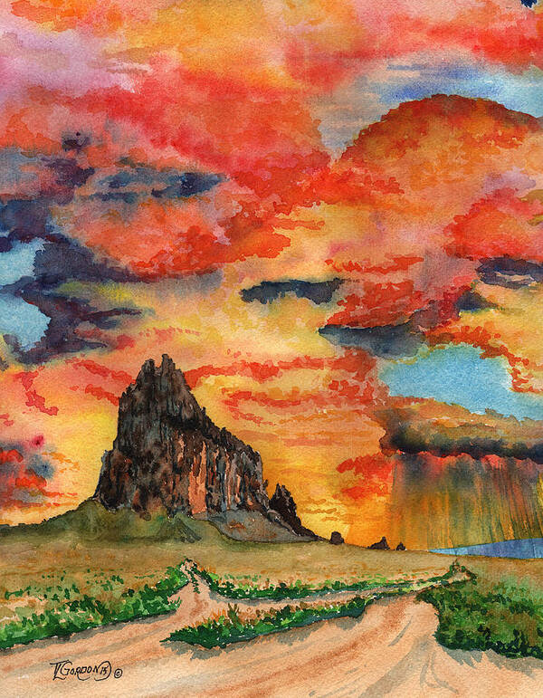 Tim Gordon Art Print featuring the painting Sunset in the west by Timithy L Gordon