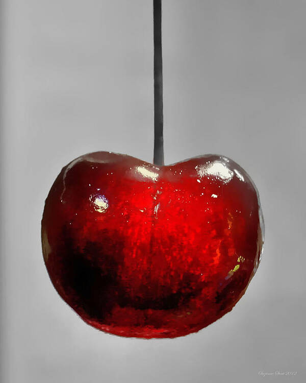 Cherry Art Print featuring the photograph Suspended Cherry by Suzanne Stout