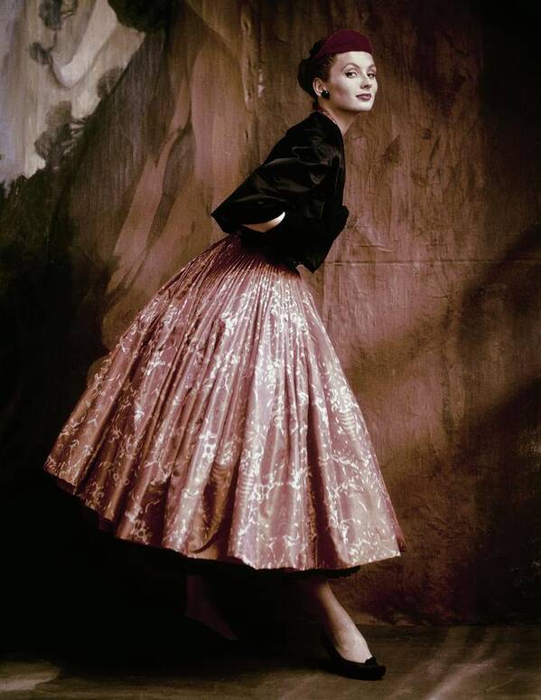 Accessories Art Print featuring the photograph Suzy Parker In Givenchy Full Skirt by John Rawlings