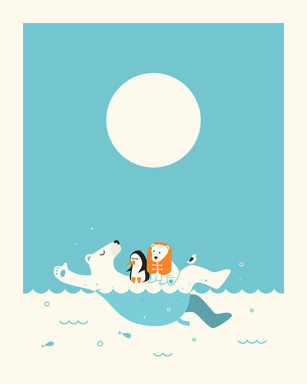 Polar Bears Art Print featuring the digital art Swimming Lessons 1 by Jazzberry Blue