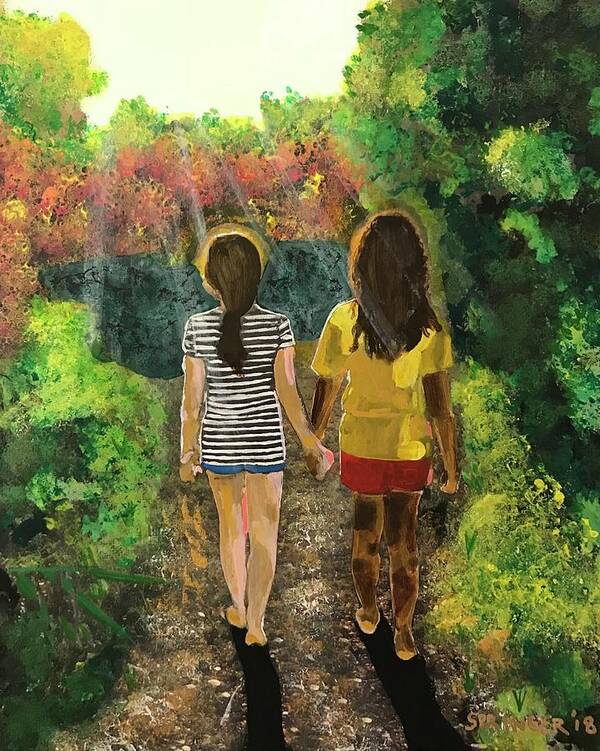 Sydney And Alexis Art Print featuring the painting Sydney and Alexis by Gary Springer