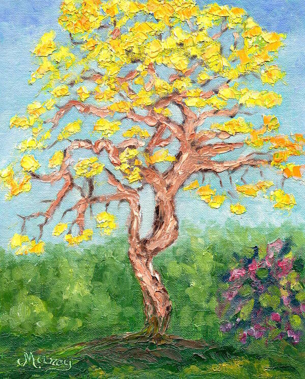 Oil Art Print featuring the painting Tabebulia Tree by Marcy Brennan