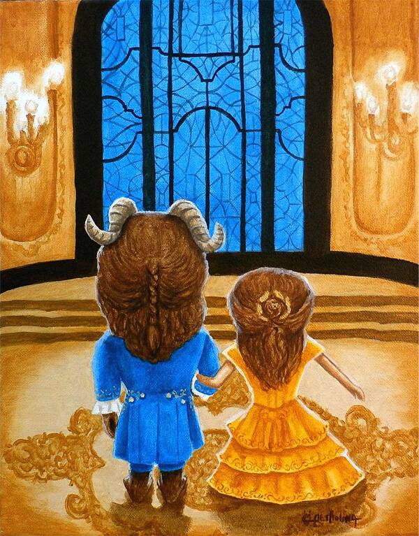 Beauty And The Beast Art Print featuring the painting Tale as old as Time by Al Molina