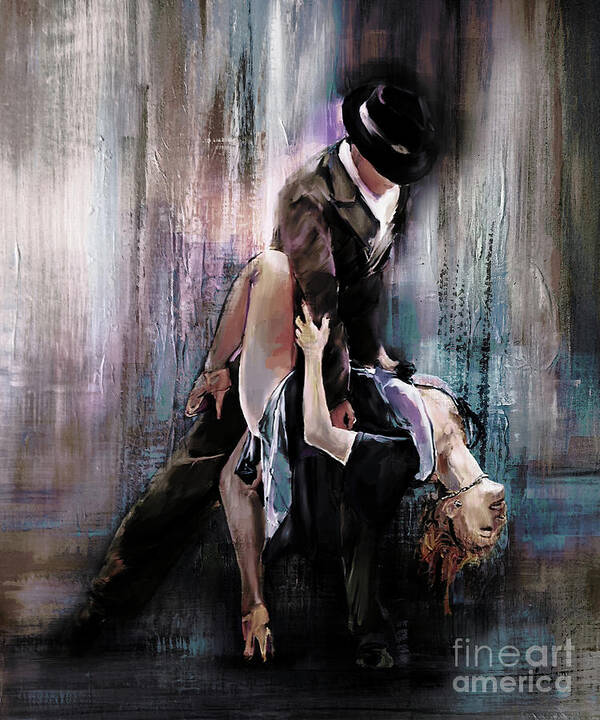Dance Art Print featuring the painting Tango Couple 05 by Gull G