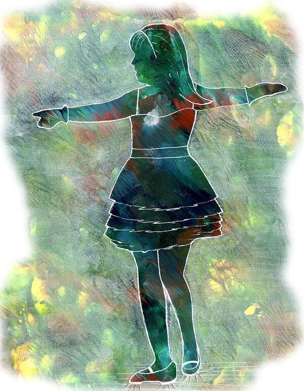 Silhouette Art Print featuring the painting Tap Dancer 2 - Green by Lori Kingston