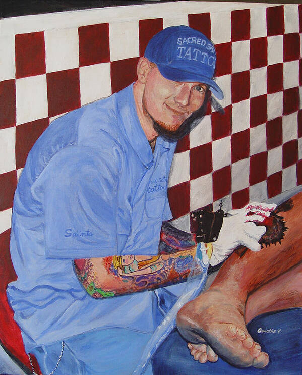 Tattoo Art Print featuring the painting Tattoo Artist - Brandon Notch by Quwatha Valentine