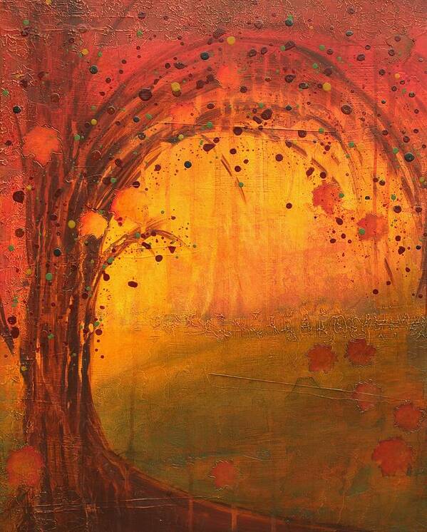 Acrylic Art Print featuring the painting Textured Fall - Tree Series by Brenda O'Quin