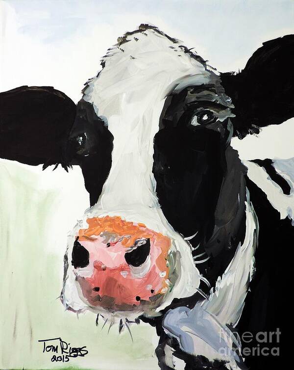 Cow Art Print featuring the painting That Look That Says... by Tom Riggs