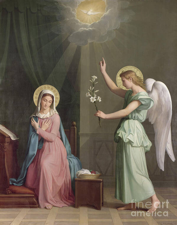 The Art Print featuring the painting The Annunciation by Auguste Pichon