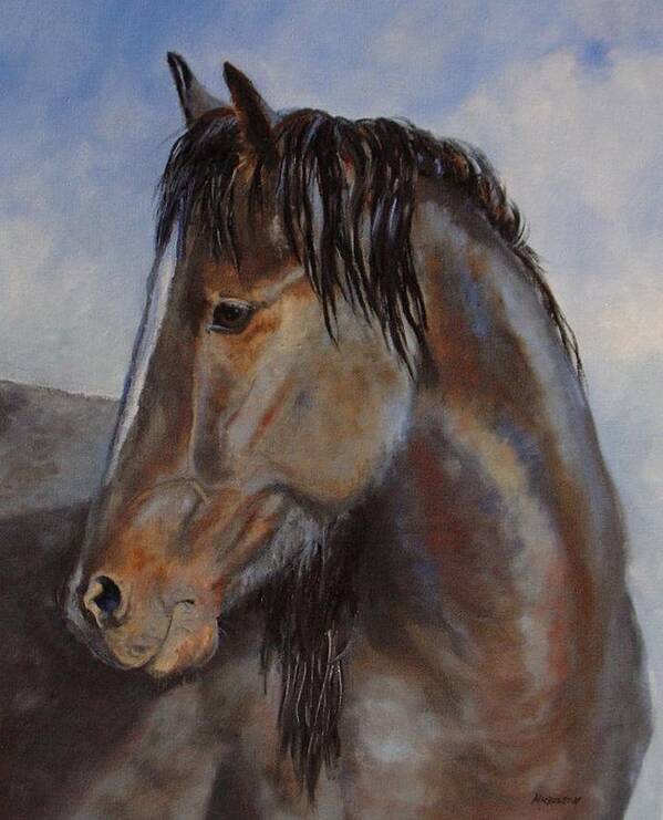 Horse Art Print featuring the painting The Blue Roan by Debra Mickelson