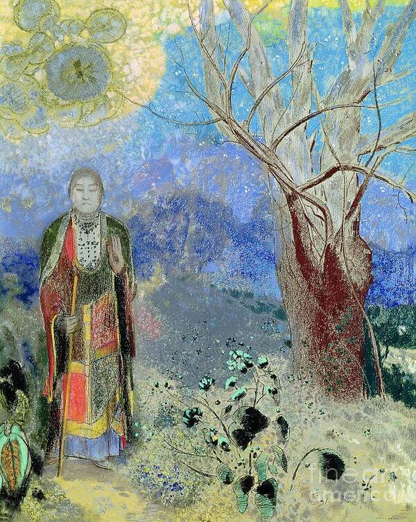 The Art Print featuring the painting The Buddha by Odilon Redon