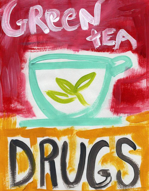 Green Tea Art Print featuring the painting The Common Cure- Abstract Expressionist Art by Linda Woods