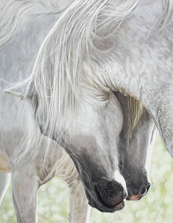 Horses Art Print featuring the painting The Courtship by Terry Kirkland Cook