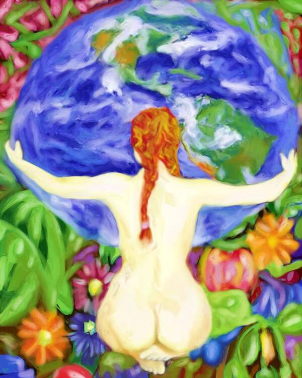Mother Earth Art Print featuring the painting The Earth is my Mother by Shelley Bain
