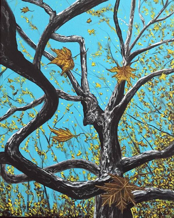 Leaves Art Print featuring the painting The Falling by Joel Tesch