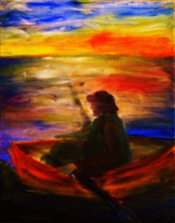 Fisherman Art Print featuring the painting The Fisherman by Evelina Popilian