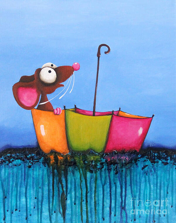 Mouse Art Print featuring the painting The Floating Umbrella by Lucia Stewart