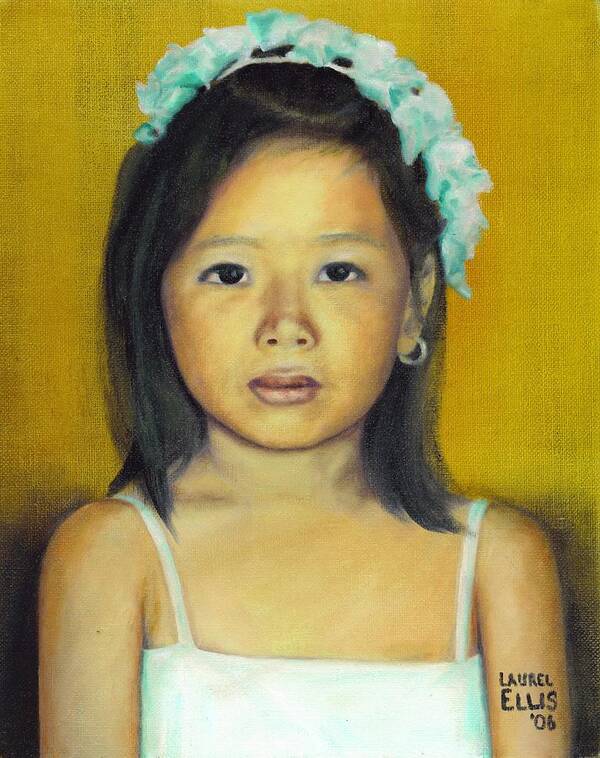 Portrait Art Print featuring the painting The Flower Girl by Laurel Ellis