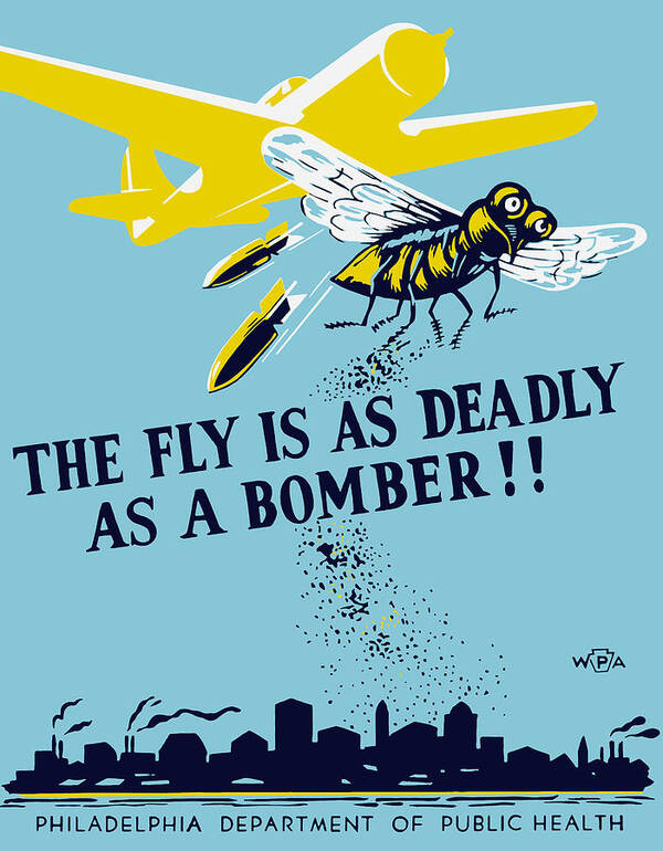 Wpa Art Print featuring the painting The Fly Is As Deadly As A Bomber - WPA by War Is Hell Store