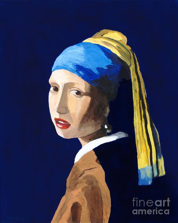 Vermeer Art Print featuring the painting The Girl with a Pearl Earring after Vermeer by Rodney Campbell