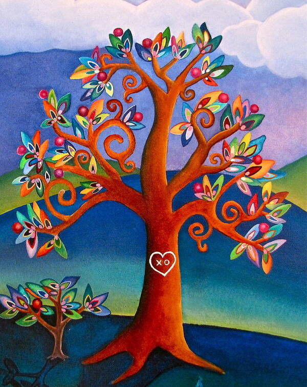 Greeting Cards Art Print featuring the painting The Kissing Tree by Lori Miller