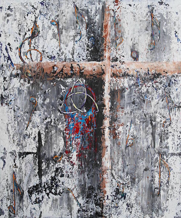 Abstract Art Print featuring the painting The Old Rugged Cross by Wayne Cantrell